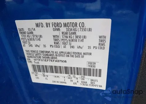 2014 Ford F-150 Stx from USA, damaged, VIN 1FTFX1EF7EFA57938